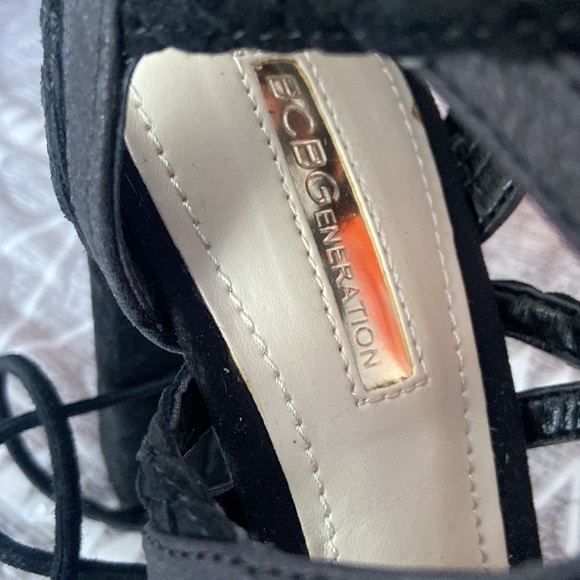 BCBGeneration Black Crisscross Lace-up Heels with Tassels - Picture 2 of 4